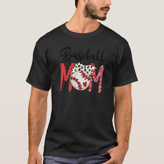 Softball Baseball Mama Leopard Mama Women Mother T-Shirt (Vorderseite)
