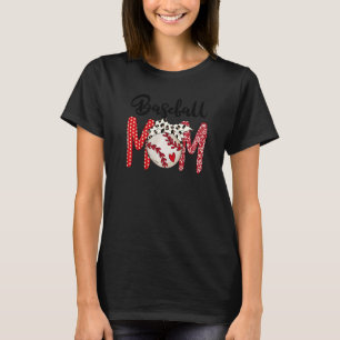 Softball Baseball Mama Leopard Mama Women Mother T-Shirt