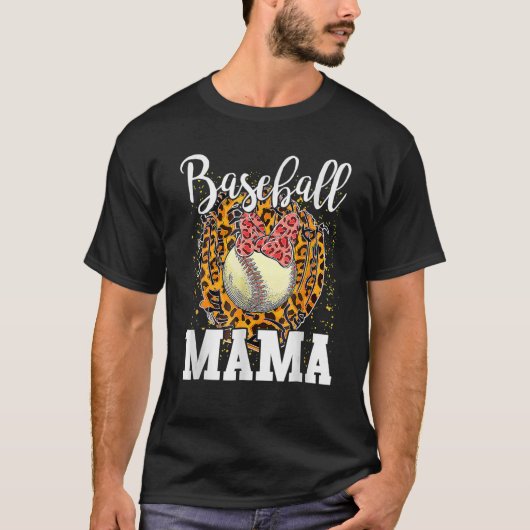 Softball Baseball Mama Leopard Teeball Mama Gesche T-Shirt (Vorderseite)