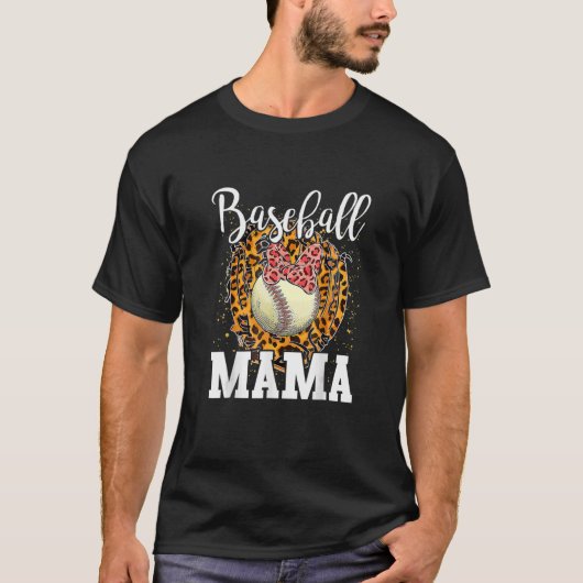 Softball Baseball Mama Leopard Teeball Mama Mother T-Shirt (Vorderseite)