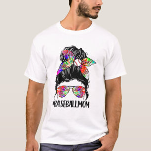 Softball Baseball Mama Life Gefärbte Krawatte Mess T-Shirt