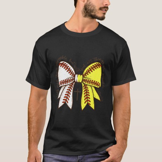 Softball Baseball Mom Bow Christian With Man This T-Shirt (Vorderseite)