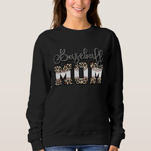 Softball Baseball Mom Leopard Mother's Day Sweatshirt (Vorderseite)