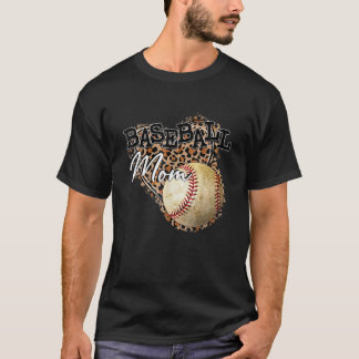 Softball Baseball Mom Leopard Mother's Day T-Shirt