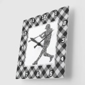 Softball Baseball Player Art Quadratische Wanduhr (Winkel)