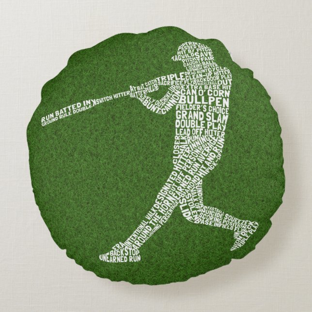 Softball Baseball Player Typografic Throw Kissen (Rückseite)