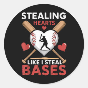 Softball Baseball stehlen Herzen, wie ich Bas steh Runder Aufkleber