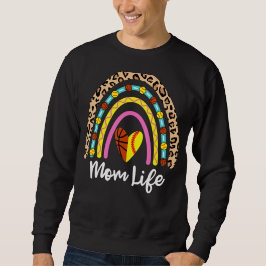 Softball Basketball Mama Boho Rainbow Softball Bas Sweatshirt (Vorderseite)