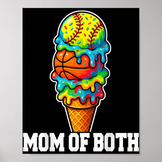 Softball Basketball Mom Ice Cream Drip Summer Game Poster (Vorne)
