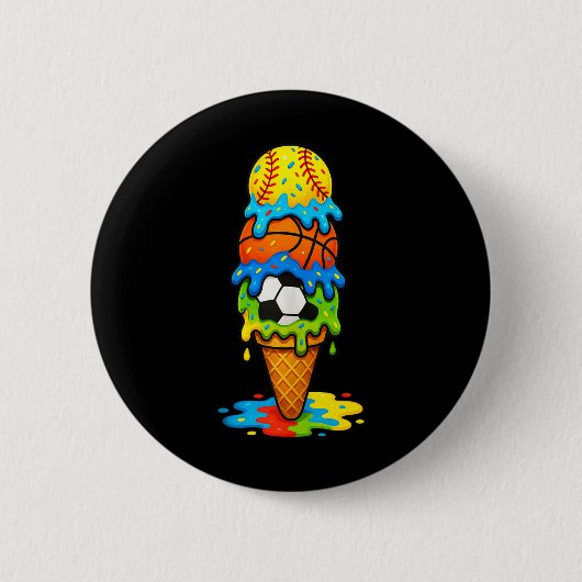 Softball Basketball Soccer Ice Cream Drip Summer G Button (Vorderseite)