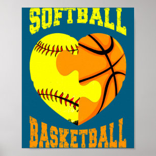 Softball-Basketball-Sport Herz Aktivität Hobby f  Poster