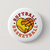 Softball-Basketballherz Button (Vorderseite)