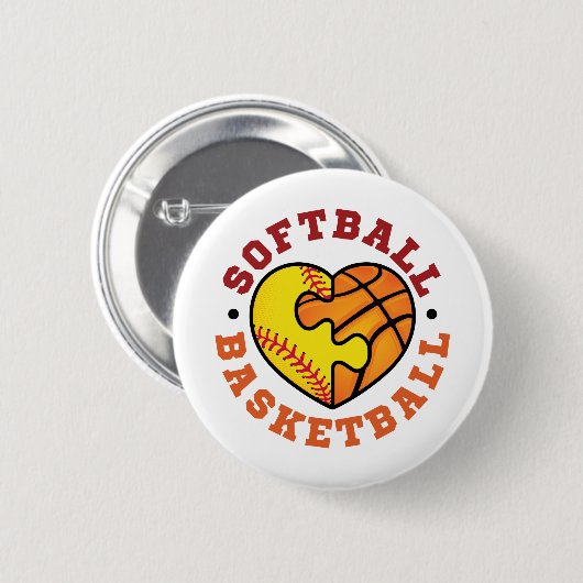 Softball-Basketballherz Button (Vorne & Hinten)