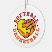 Softball-Basketballherz Keramik Ornament (Links)