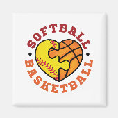 Softball-Basketballherz Magnet (Vorne)