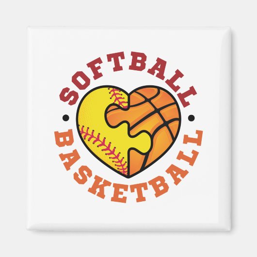 Softball-Basketballherz Magnet (Vorne)