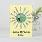 Softball Bat Blume Happy Geburtstag Einladung (Stehend Vorderseite)