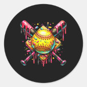 Softball Bat Ice Cream Driving with Sprinkles Runder Aufkleber (Vorderseite)