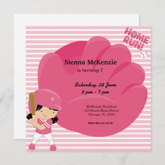 Softball Batter Einladung (Vorne/Hinten)