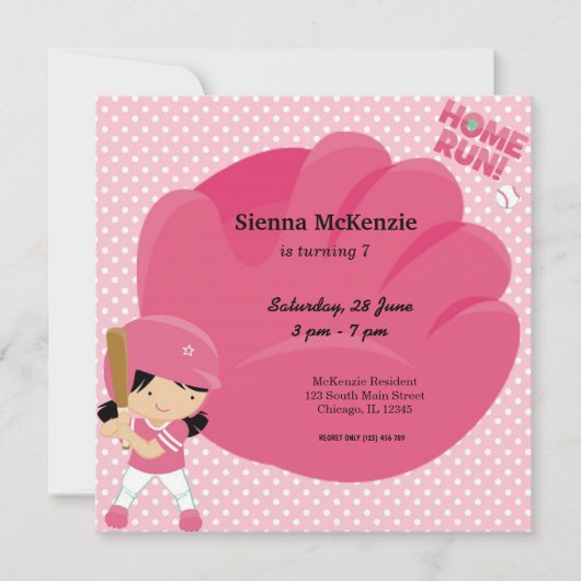 Softball Batter Einladung (Vorderseite)