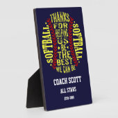 softBALL Best COACH AWARD Rente Fotoplatte (Seite)