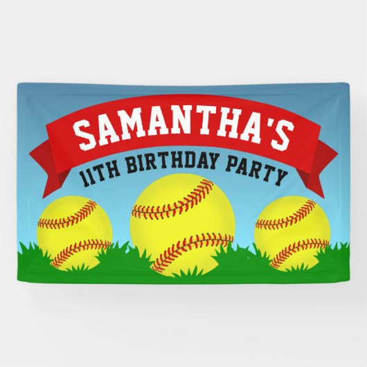 Softball Birthday Party Banner (Horizontal)