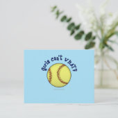 Softball-blau Postkarte (Stehend Vorderseite)