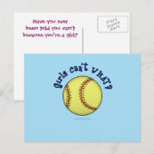Softball-blau Postkarte (Vorne/Hinten)