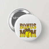Softball Bonus Mama Game Day Frauen Leoparden Mütt Button (Vorne & Hinten)