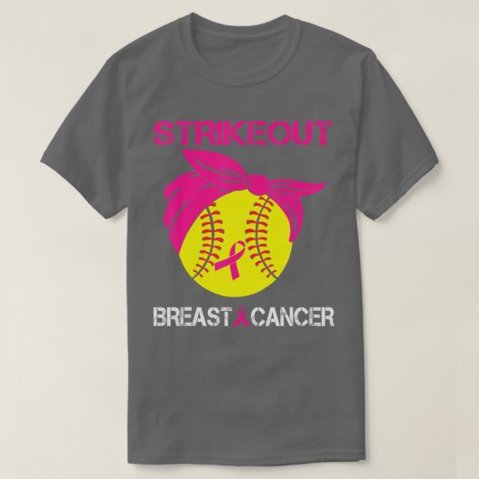 Softball Breast Cancer Awareness Striout Pink R T-Shirt (Design vorne)