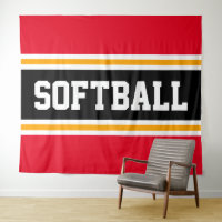 SOFTBALL Bright Red Black Yellow Racing Stripes