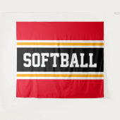 SOFTBALL Bright Red Black Yellow Racing Stripes Wandteppich (Vorderseite (Horizontal))