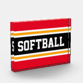 SOFTBALL Bright Red Schwarz-weiß Yellow Strips Fotoblock (Links)