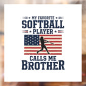 Softball Brother Patriotic Vintage Engraving Shirt Fensteraufkleber (Blatt 2)