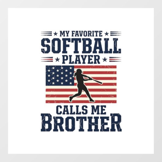 Softball Brother Patriotic Vintage Engraving Shirt Fensteraufkleber (Blatt)