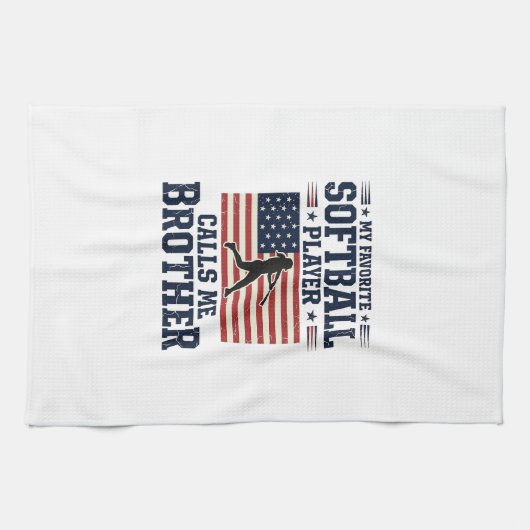 Softball Brother Patriotic Vintage Engraving Shirt Geschirrtuch (Horizontal)