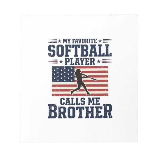 Softball Brother Patriotic Vintage Engraving Shirt Notizblock (Vorderseite)