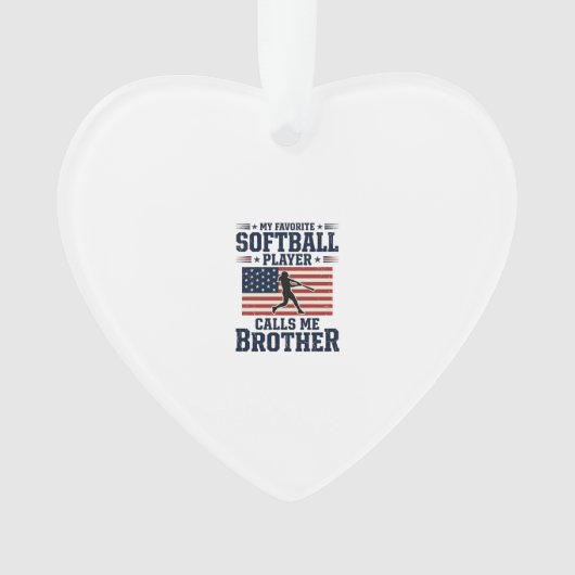 Softball Brother Patriotic Vintage Engraving Shirt Ornament (Vorderseite)