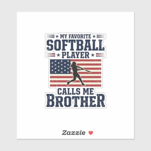Softball-Bruder-patriotisches-vintage-graviertes-S Aufkleber (Blatt)