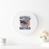 Softball-Bruder-patriotisches-vintage-graviertes-S Große Wanduhr (Zuhause)