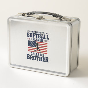Softball-Bruder-patriotisches-vintage-graviertes-S Metall Brotdose