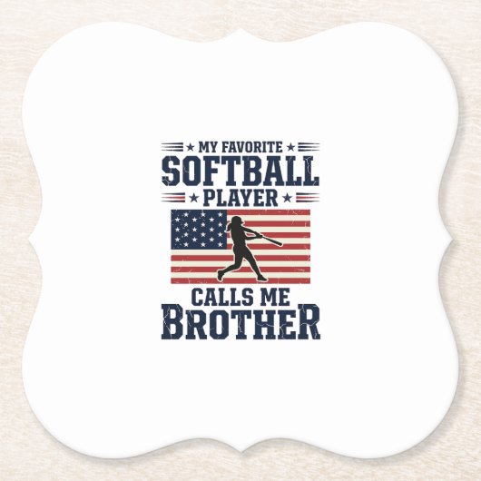 Softball-Bruder-patriotisches-vintage-graviertes-S Untersetzer (Vorderseite)