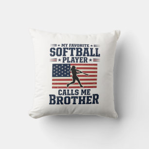 Softball-Bruder-Patriotisches Vintage-Gravur-Shirt Kissen