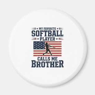 Softball-Bruder-patriotisches Vintage-Gravur-Shirt Magnet