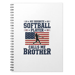 Softball-Bruder-Patriotisches Vintage-Gravur-Shirt Notizblock