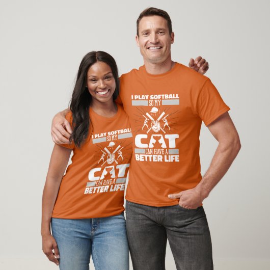Softball Cat Retro T-Shirt (Unisex)
