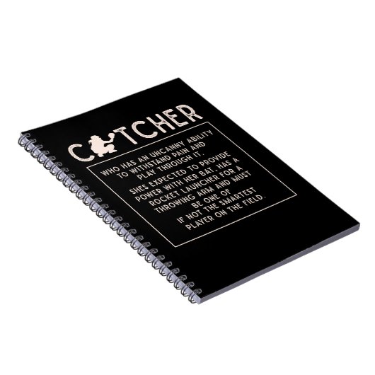 Softball Catcher Girl Funny Baseball Player Spaß Notizblock (Rechte Seite)