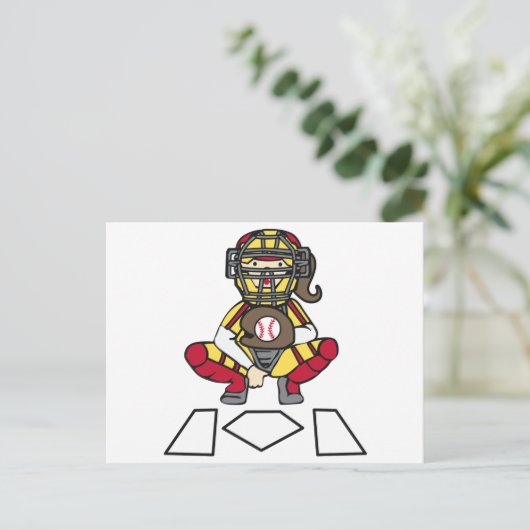 Softball-Catcher Postkarte (Stehend Vorderseite)