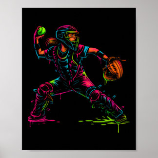 Softball Catcher Vater Pitcher Fastpitch Trainer V Poster
