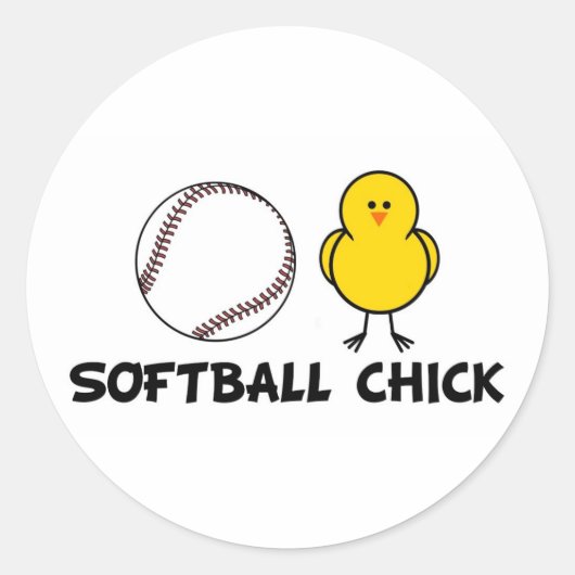 Softball Chick Runder Aufkleber (Vorderseite)